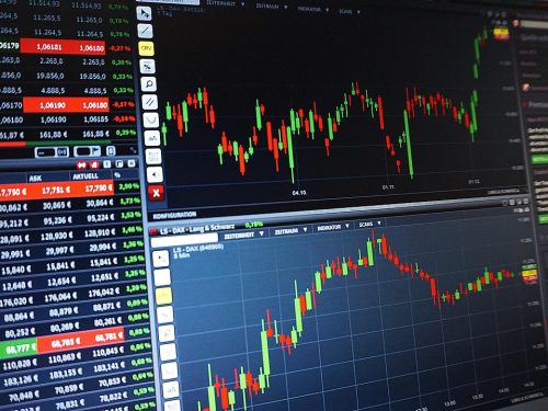 A computer screen showing forex market charts tracking the US dollar outlook